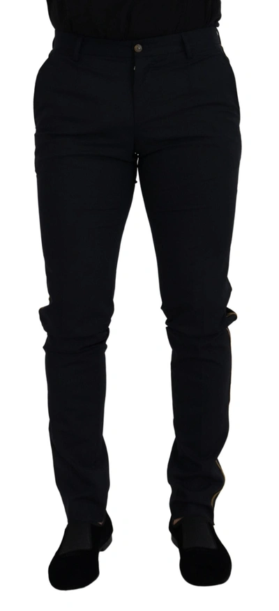 Dolce & Gabbana Black Wool Slim Formal Pants