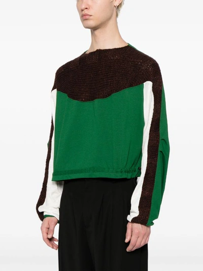Kiko Kostadinov Green Paneled Sweater In Hunter Green