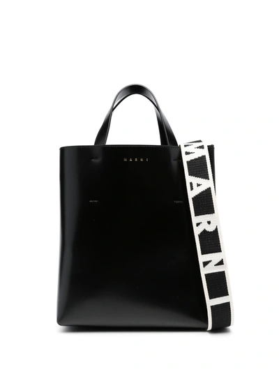 Marni Womens Black Museo Small Leather Tote Bag In 00n99 Black