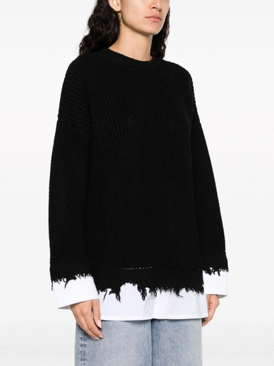 Mm6 Maison Margiela Layered Distressed Sweater In 900 Black
