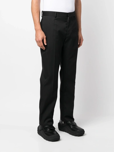 Off-white Men Ow Embroidery Wool Slim Zip Trousers In 1010 Black Black
