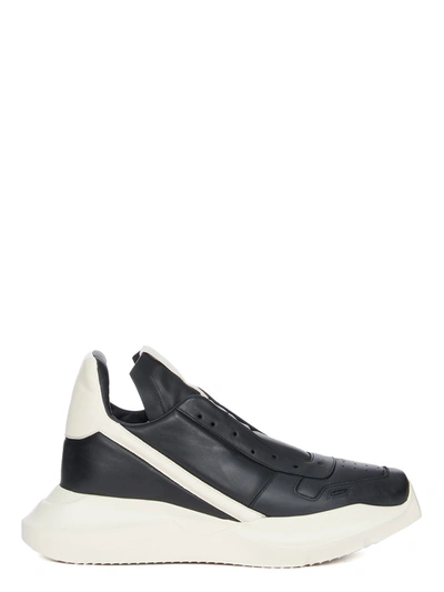 Rick Owens Geth Runner Low-top Sneakers In 9191 Black/milk/black/milk