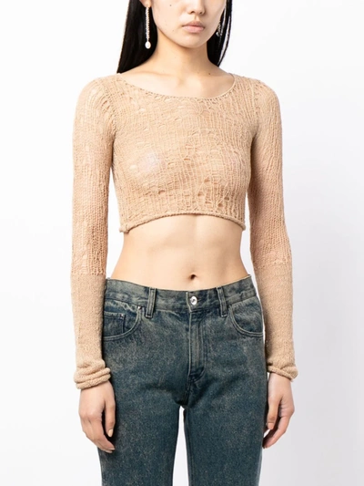 Smfk Cropped Cotton-blend Top In Desert