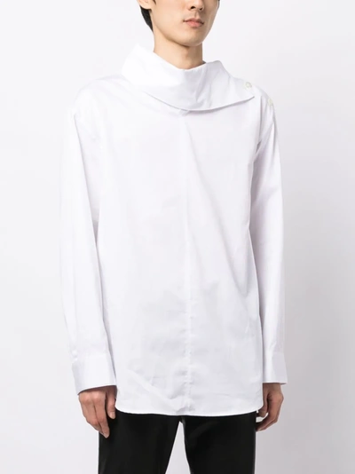 System Oversized-pointed Collar Cotton Shirt In White