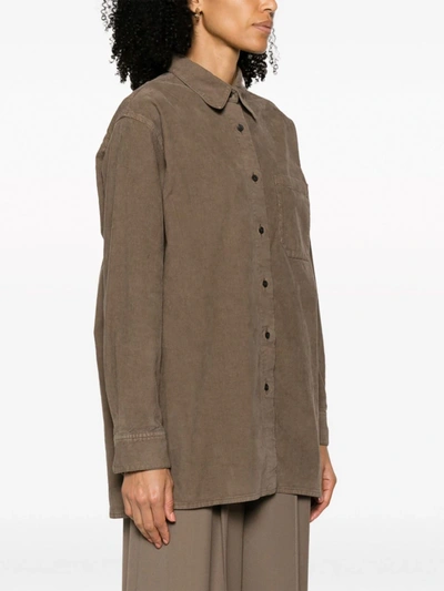 The Row Idro Corduroy Collared Shirt In Camel