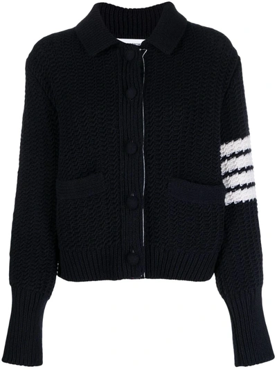 Thom Browne Chunky-knit Merino-wool Cardigan In 415 Navy