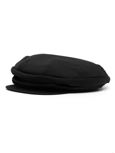Yohji Yamamoto Flat-peak Wool Beret In Black