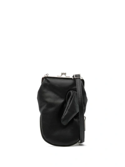 Yohji Yamamoto Thumb-slot Leather Crossbody Bag In Black