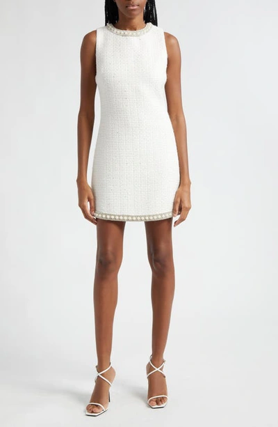 Alice And Olivia Women's Coley Embellished Tweed Minidress In Off White