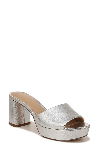 Veronica Beard Dali Metallic Platform Mule Sandals In Silver