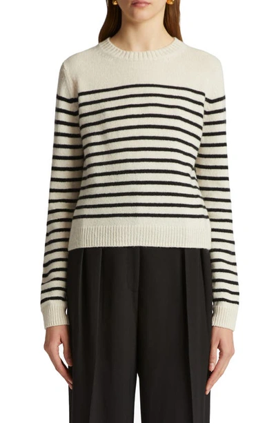 Khaite Diletta Striped Cashmere Sweater In White