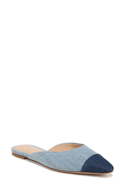 Veronica Beard Carlotta Suede Cap-toe Ballerina Mules In Denim