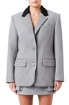 Grey Lab Women's Wool Oversize Blazer In Grey/ Black