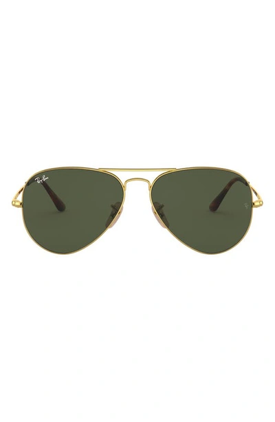 Ray Ban Aviator Metal Ii Green Classic G-15 Unisex Sunglasses Rb3689 914731 55 In Gold / Green
