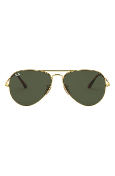 Ray Ban Aviator Metal Ii Green Classic G-15 Unisex Sunglasses Rb3689 914731 55 In Gold