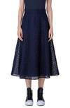 AKRIS EMBROIDERED FLORAL ORGANZA A-LINE SKIRT