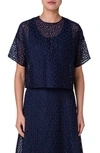 AKRIS FLORAL EMBROIDERED ORGANZA TOP