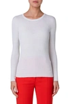 Akris Silk Cotton Seamless Rib Fitted Sweater In Ecru