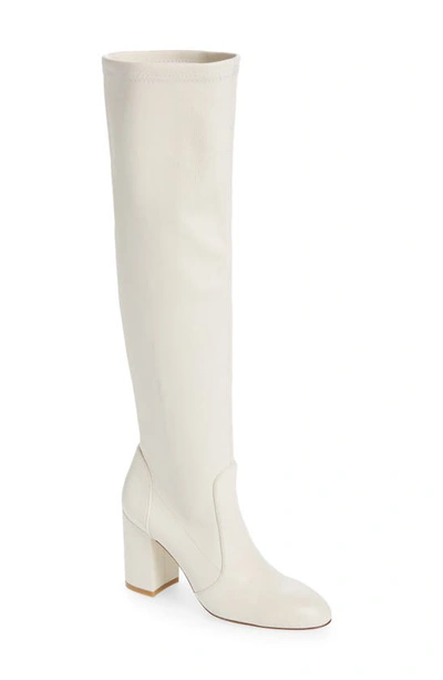 Stuart Weitzman Yuliana Leather Knee Boots In Cream