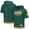 MITCHELL & NESS MITCHELL & NESS GREEN GREEN BAY PACKERS PRE-GAME SHORT SLEEVE PULLOVER HOODIE
