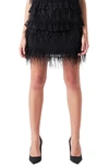 Endless Rose Lace & Feather Miniskirt In Black