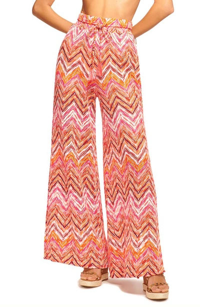Ramy Brook Taytum Coverup Pant In Orangeade Spacedye Chevron
