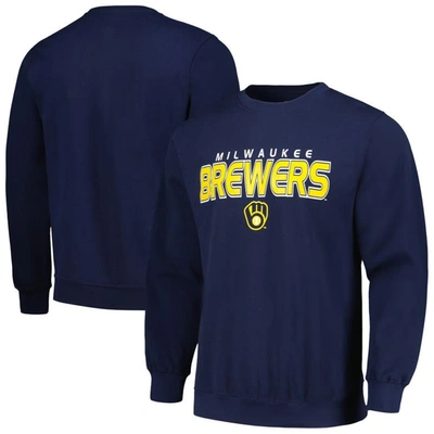 Stitches Navy Milwaukee Brewers Pullover Sweatshirt
