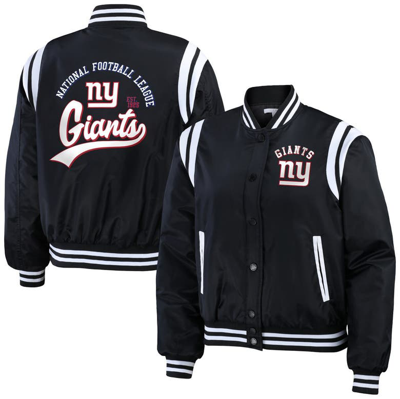 Wear By Erin Andrews Black New York Giants Full-zip Bomber Jacket