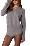 Edikted Women's Comfort Club Oversized Sweater In Gray Melange