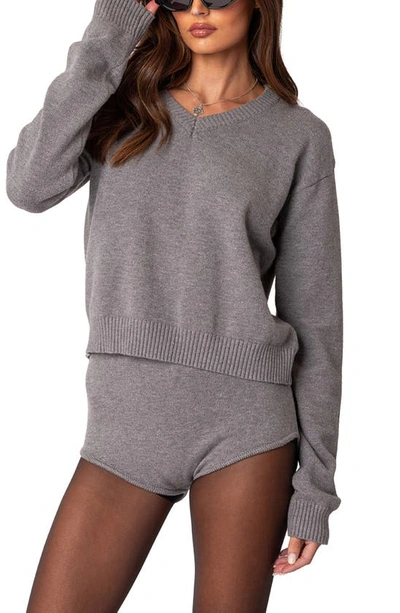 Edikted Women's Comfort Club Oversized Sweater In Gray Melange