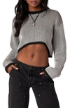 Edikted Women's Gwenyth Textured Cropped Sweater In Black-and-white