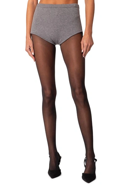 Edikted Women's Comfort Club Knit Micro Shorts In Gray Melange