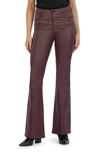Kut From The Kloth Ana Fab Ab Coated High Waist Flare Jeans In Bordeaux