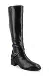 Journee Collection Wide Width Extra Wide Calf Womens Romilly Tru Comfort Foam Stacked Block Heel Round Toe Boots In Black