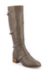 Journee Collection Elettra Tru Comfort Buckle Knee High Boot In Taupe