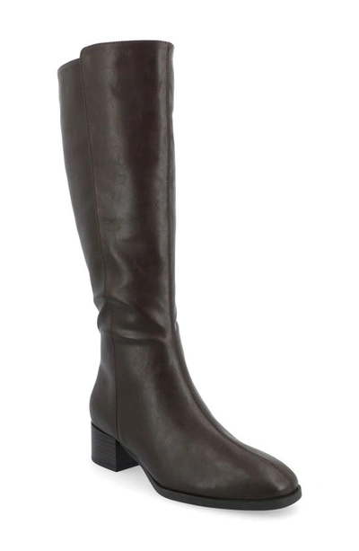 Journee Collection Womens Extra Wide Calf Stacked Heel Dress Boots In Black