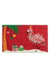 Entryways Christmas Flamingo Coir Doormat In Multi