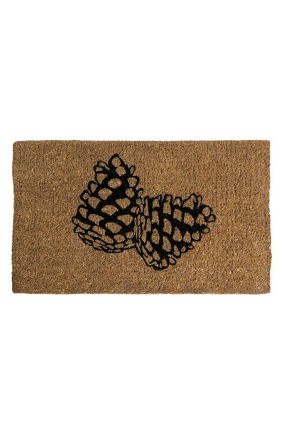 Entryways Pair Of Pine Cones Handwoven Coconut Fiber Doormat In Black