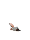 Amina Muaddi Embellished Leather Lupita Heeled Mules 95 In Suede Black + White Crystals/