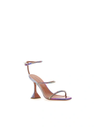 Amina Muaddi Sandals In Metallic Nappa Unicorn + Unicor