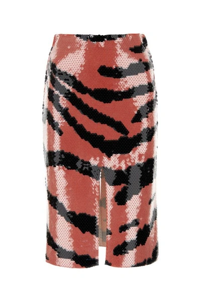 Bottega Veneta Sequin Tiger Stripe Skirt In Multicolore