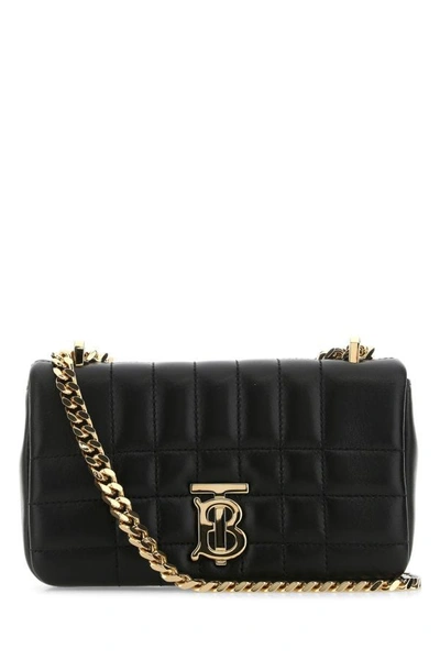 Burberry Lola Check Quilted Leather Shoulder Bag In Black