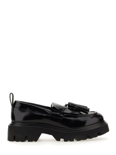 Msgm 20mm Leather Loafers In Black