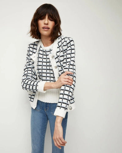 Veronica Beard Lavigne Check Knit Jacket In Ivory Multi