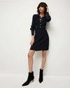 Veronica Beard Lauper Ribbed Button-front A-line Mini Dress In Black