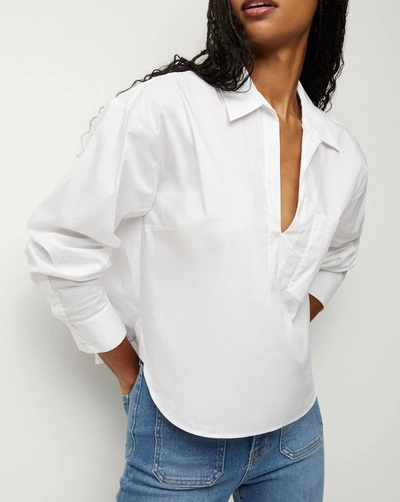 Veronica Beard Khai V-neck Long Sleeve Top In White