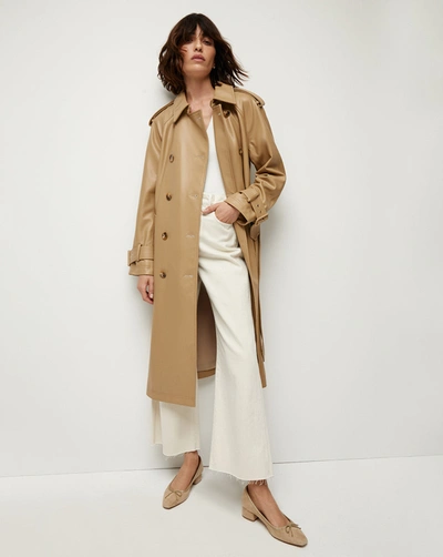 Veronica Beard Conneley Vegan Leather Dickey Trench Coat In Khaki