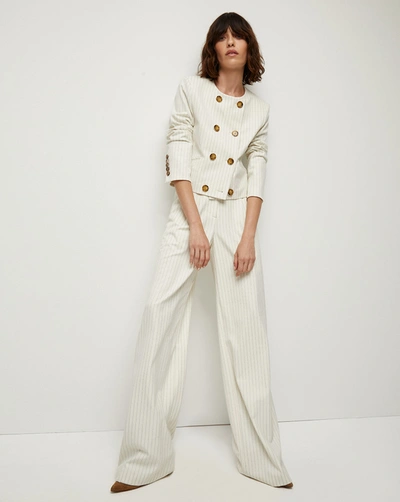 Veronica Beard Heyser Pinstriped Pant In Ecru Multi