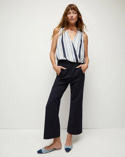 Veronica Beard Dova Pinstriped Trouser In Navy Multi