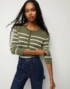 VERONICA BEARD DIANORA STRIPED KNIT TOP ARMY OFF-WHITE